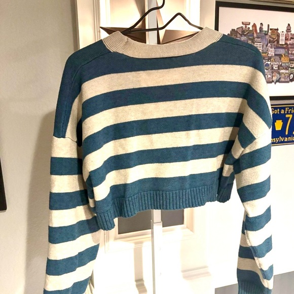 Mable Cream and Teal Cropped Cardigan Tank Dress Set Size Medium - Picture 2 of 5